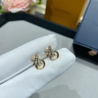 Gold-Tone Pavé Floral Motif Stud Earrings
