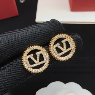Gold-Tone Pavé Monogram Circular Stud Earrings