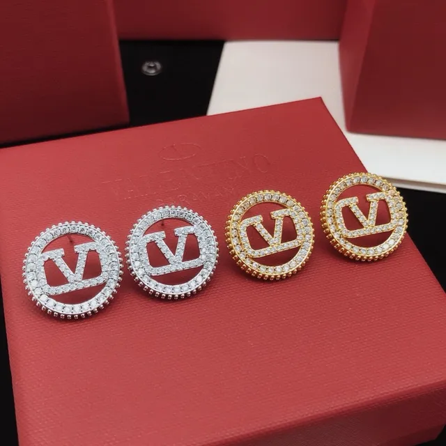 Gold-Tone Pavé Monogram Circular Stud Earrings 2