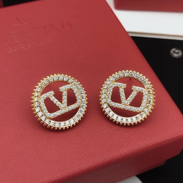 Gold-Tone Pavé Monogram Circular Stud Earrings 3