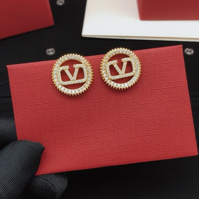Gold-Tone Pavé Monogram Circular Stud Earrings 7