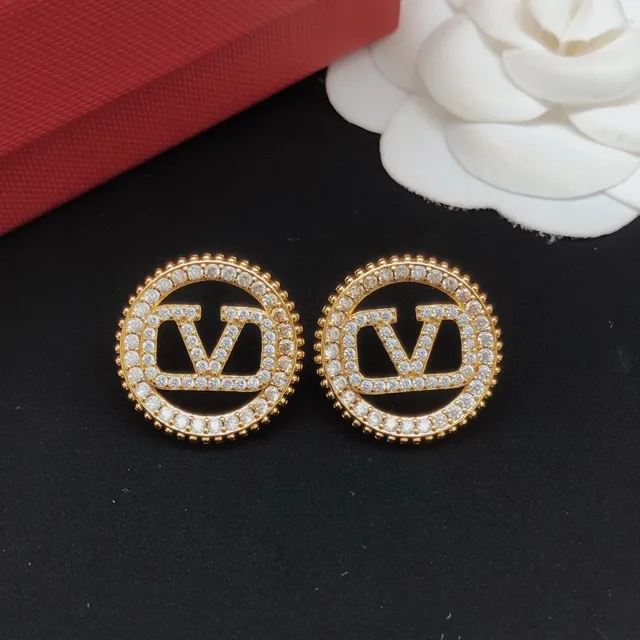 Gold-Tone Pavé Monogram Circular Stud Earrings 9