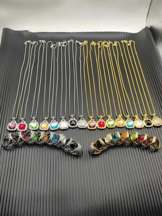 Gold-Tone Pave-Set Black Faceted Stone Pendant Necklace 2