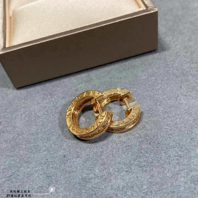Gold-Tone Pavé-Set Compact Hoop Earrings 3