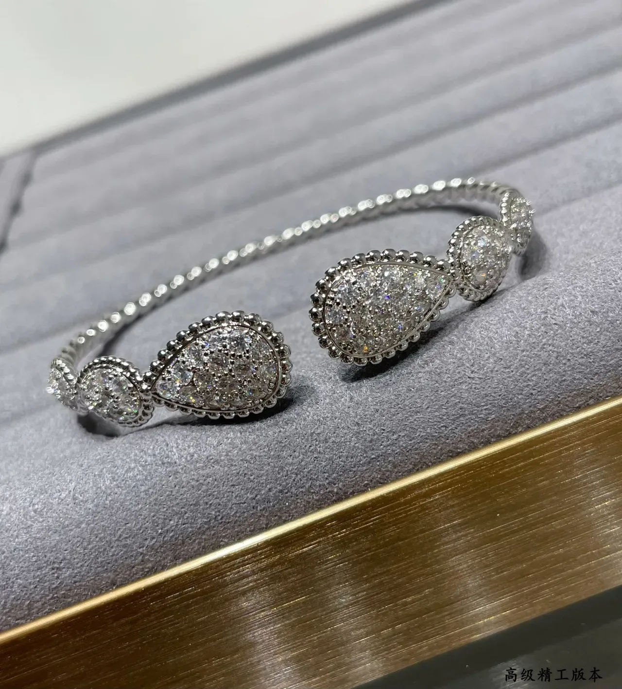 Gold-Tone Pavé Teardrop Link Bracelet 5