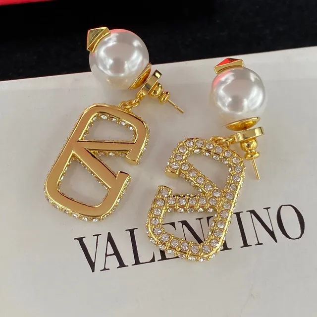 Gold-Tone Pearl Stud Crystal Geometric Drop Earrings 2