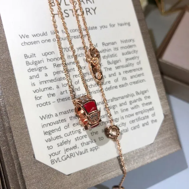 Gold-Tone Red Enamel Crystal Pendant Necklaces 5