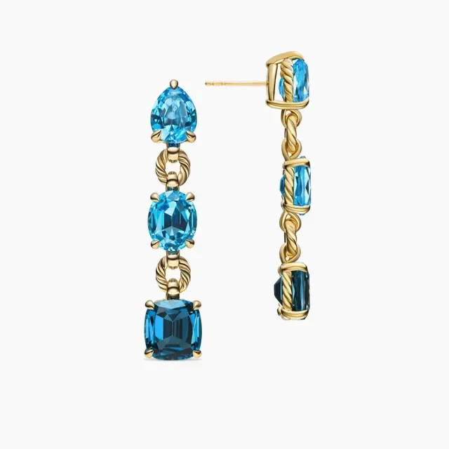Gold-Tone Rope Bezel Multi-Gemstone Drop Earrings 7
