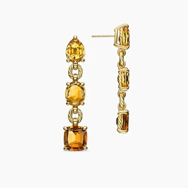 Gold-Tone Rope Bezel Multi-Gemstone Drop Earrings 9