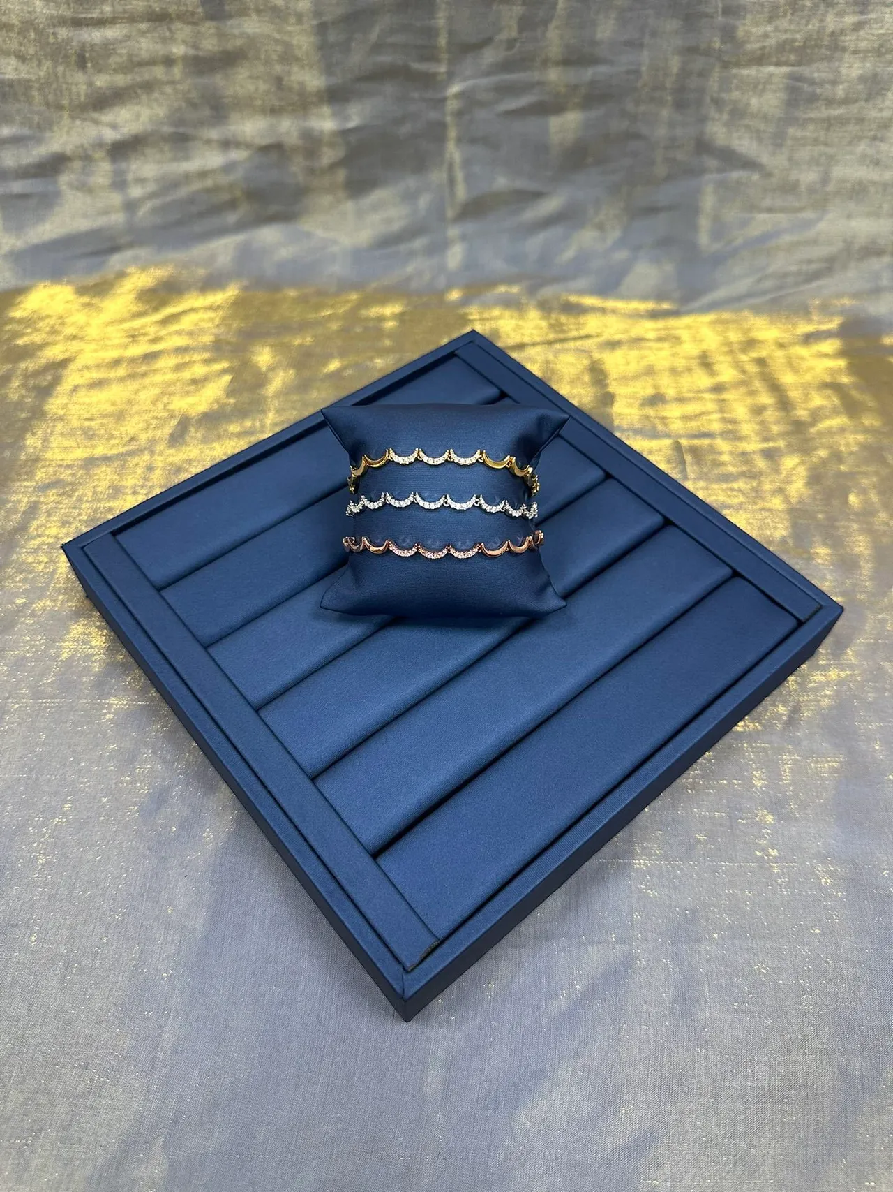 Gold-Tone Scalloped Pavé Bracelet 9