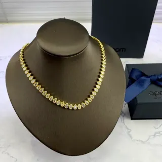 Gold-Tone Teardrop Stone Continuous Necklace