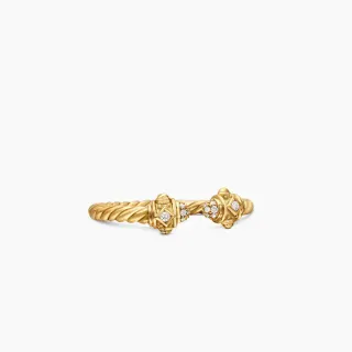 Gold-Tone Twisted Rope Knot Diamond Ring