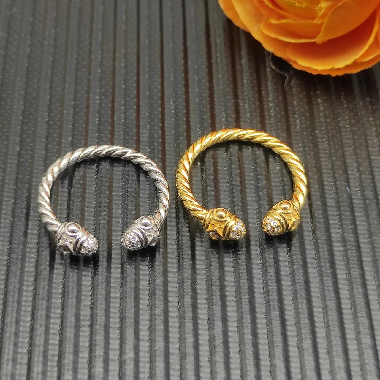 Gold-Tone Twisted Rope Knot Diamond Ring 3