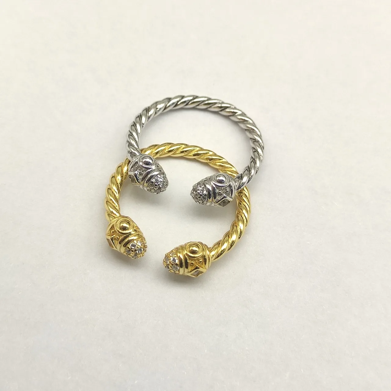 Gold-Tone Twisted Rope Knot Diamond Ring 4