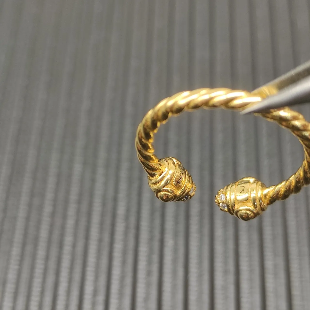Gold-Tone Twisted Rope Knot Diamond Ring 6