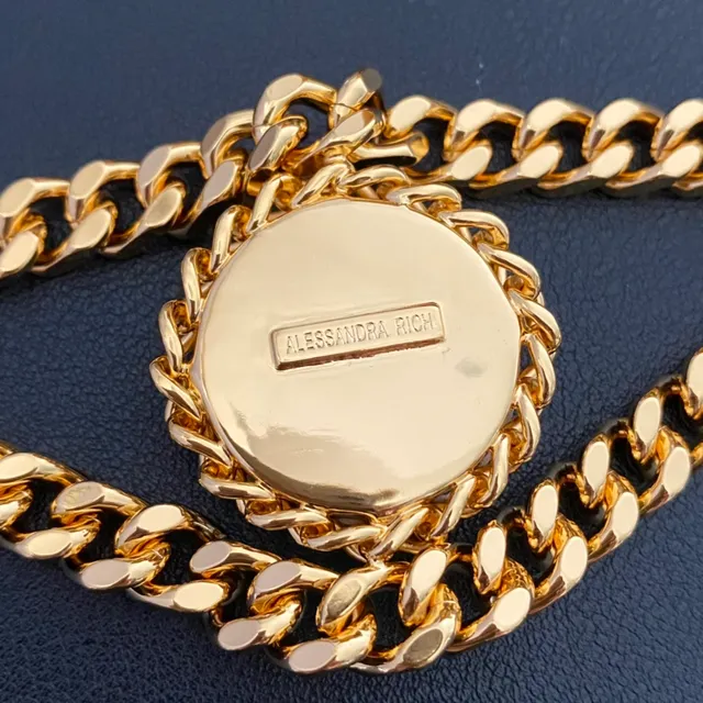 Collier chaîne Curb dorée transparente chunky avec centre de cristal facetté 5