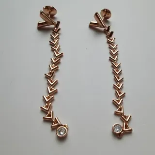 Gold Transparent Geometric V-Link Chain Dangling Drop Earrings