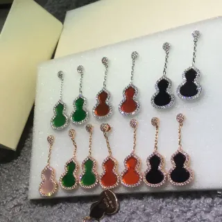 Gourd-Shaped Pavé Crystal Halo Dangling Earrings