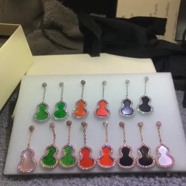 Gourd-Shaped Pavé Crystal Halo Dangling Earrings 4