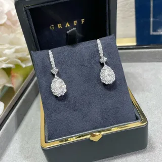 Graff Pear-Shaped Halo Pavé Drop Earrings