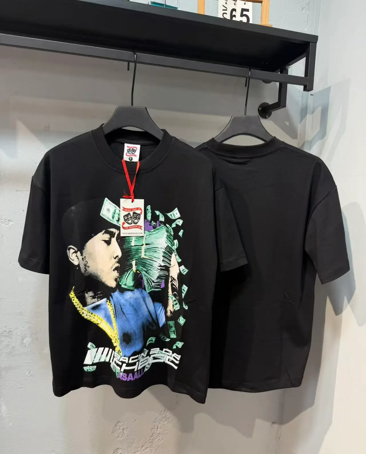 Graphic Portrait Money Motif Oversized T-Shirt 2