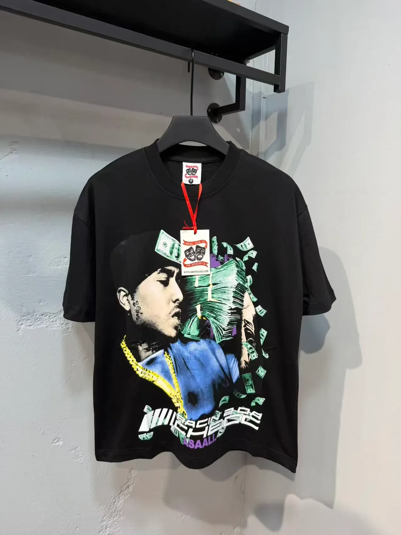 Graphic Portrait Money Motif Oversized T-Shirt 3