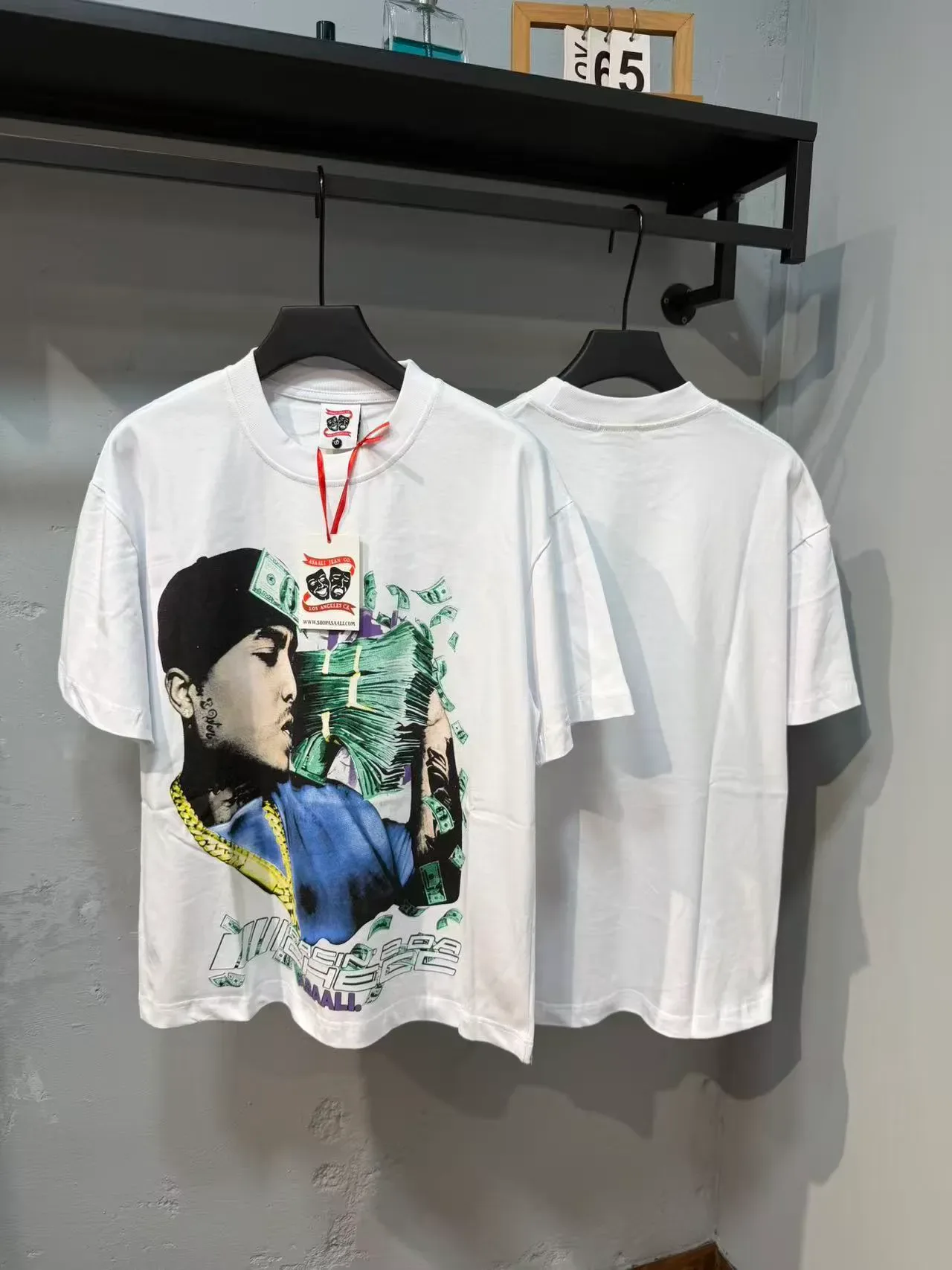 Graphic Portrait Money Motif Oversized T-Shirt 5