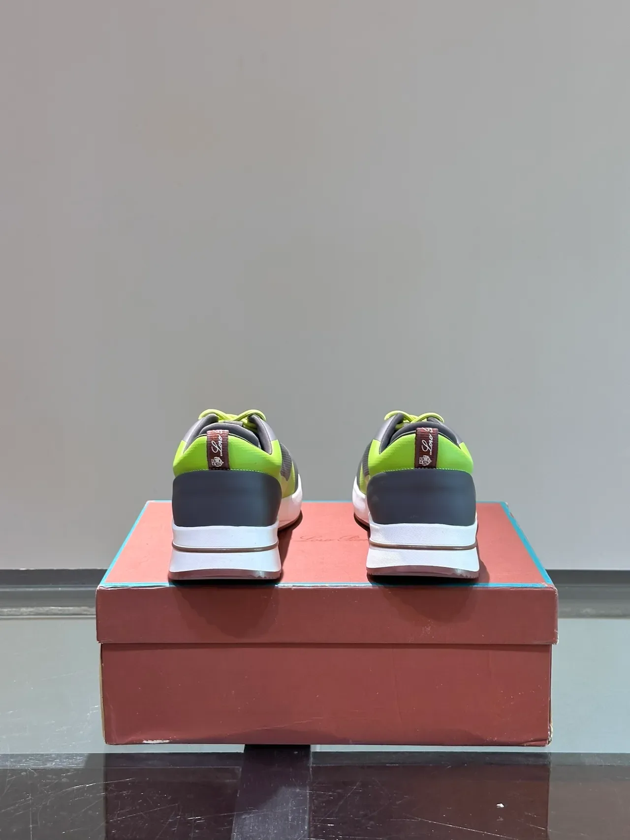 Gray and Lime Green Mesh Overlay Lifestyle Sneakers 2