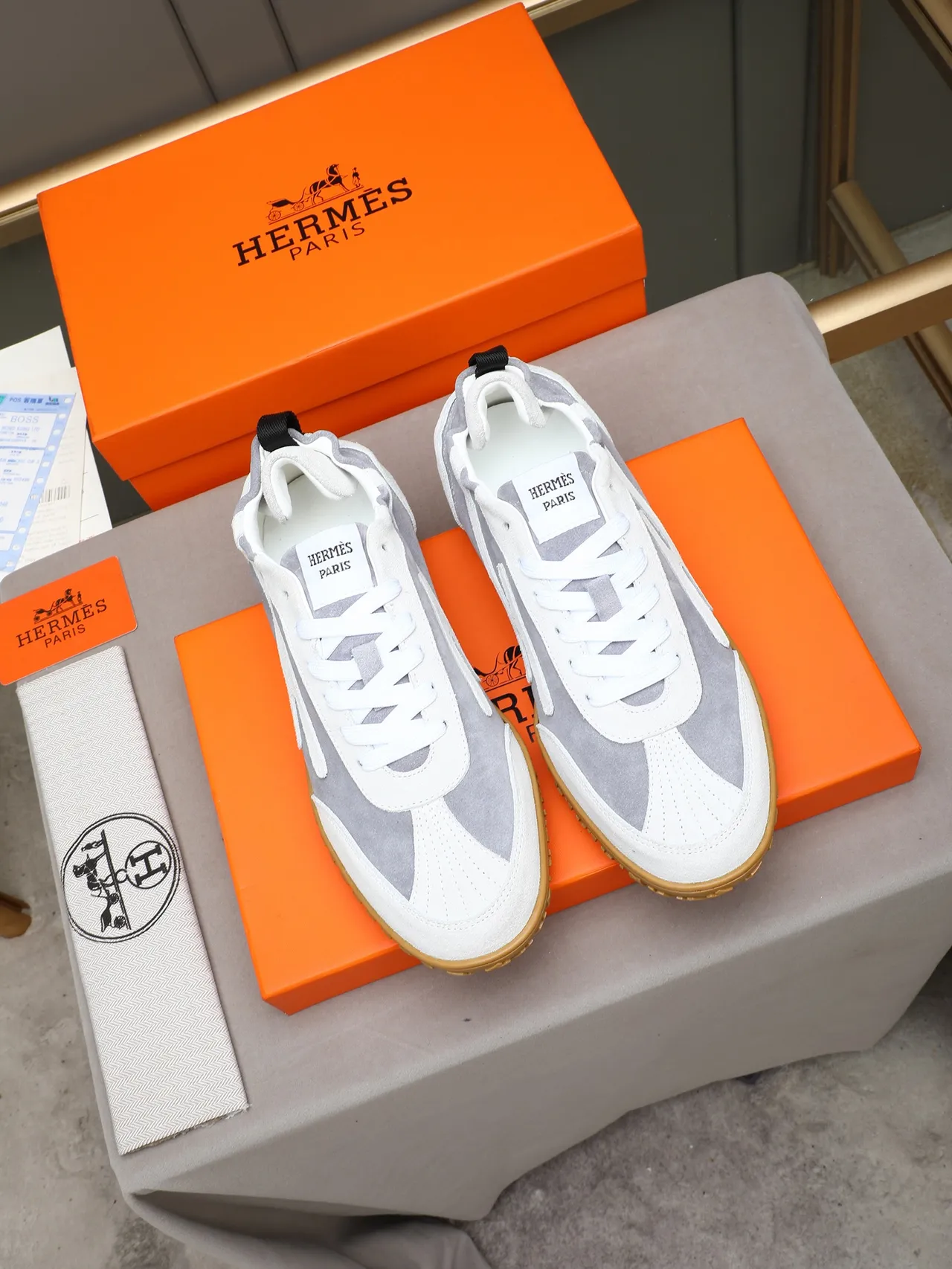 Gray and White Suede Panelled Lifestyle Sneaker 2