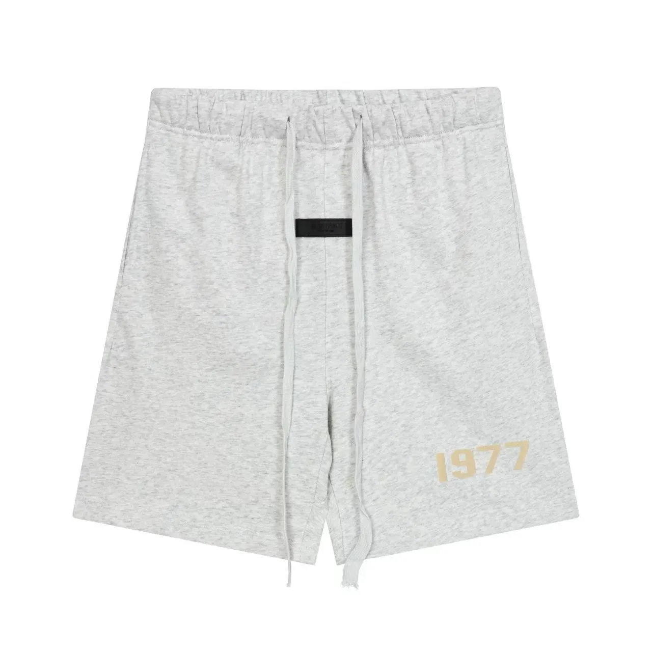 Gray Black Drawstring Waist Side-Printed Numeric Logo Shorts 3