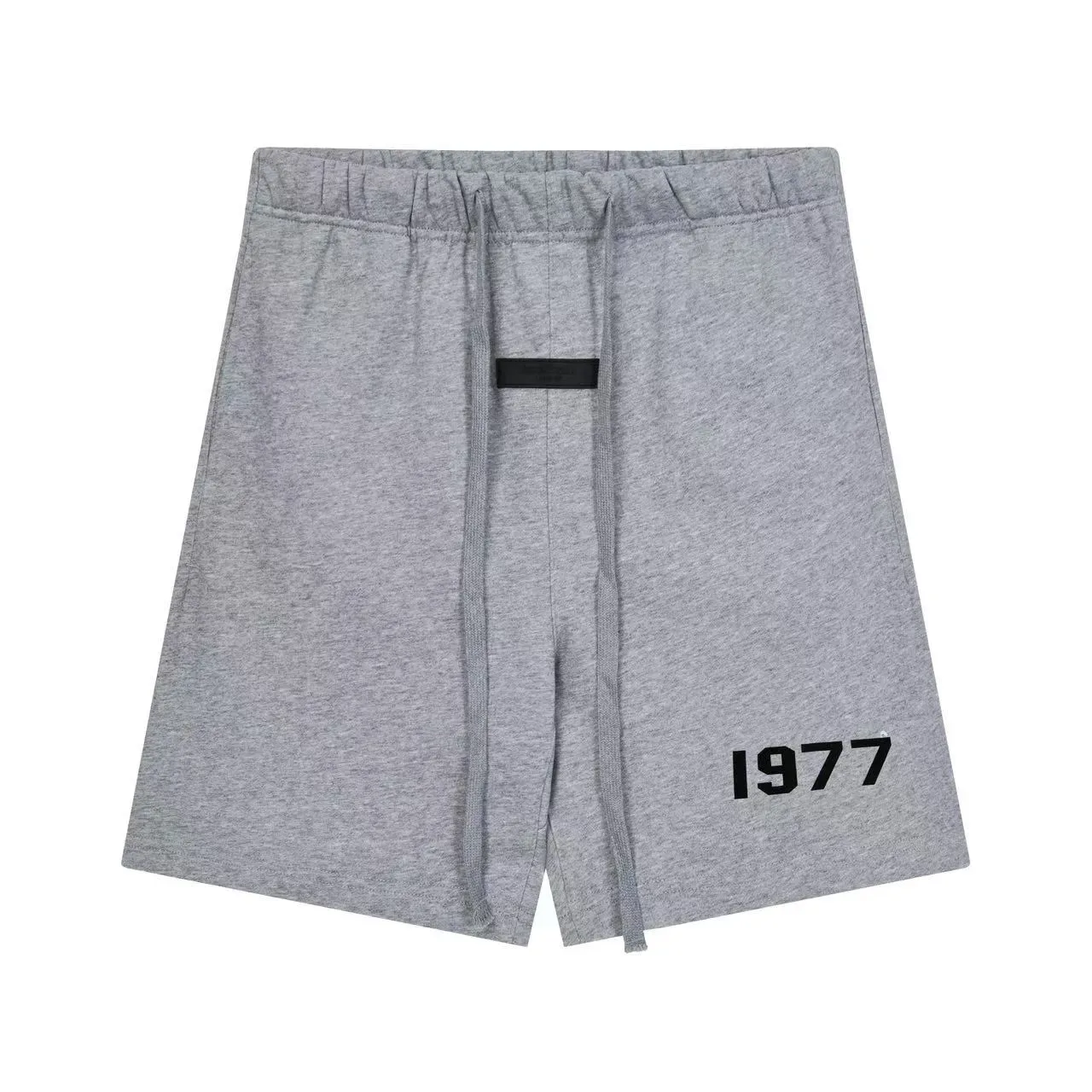 Gray Black Drawstring Waist Side-Printed Numeric Logo Shorts 5