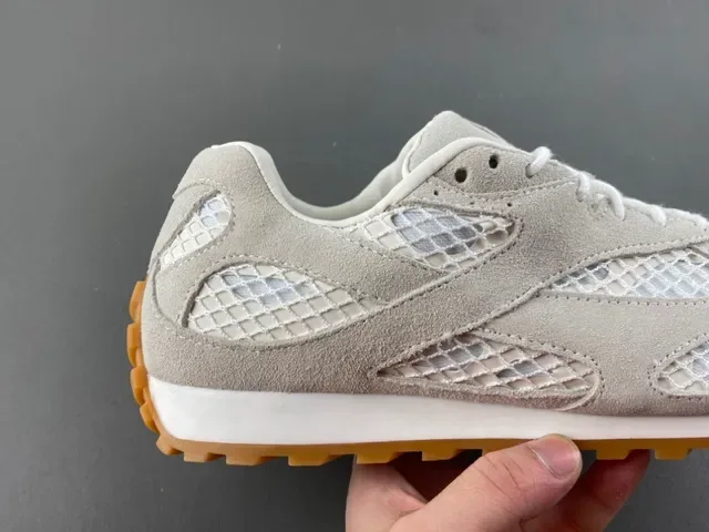 Gray Suede and Mesh Retro Runner Sneakers 3