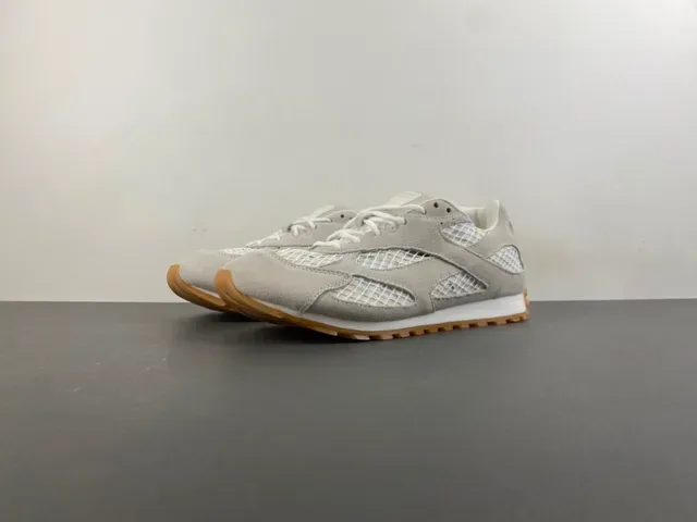 Gray Suede and Mesh Retro Runner Sneakers 10