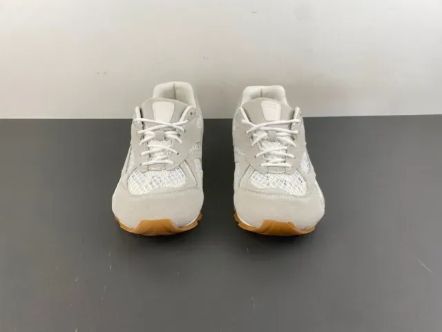Gray Suede and Mesh Retro Runner Sneakers 11