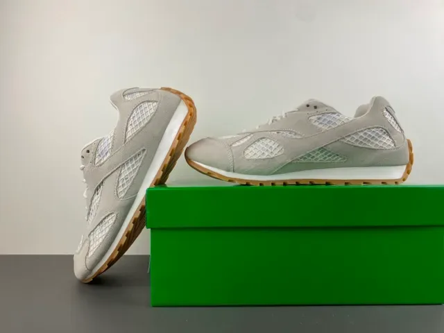 Gray Suede and Mesh Retro Runner Sneakers 14