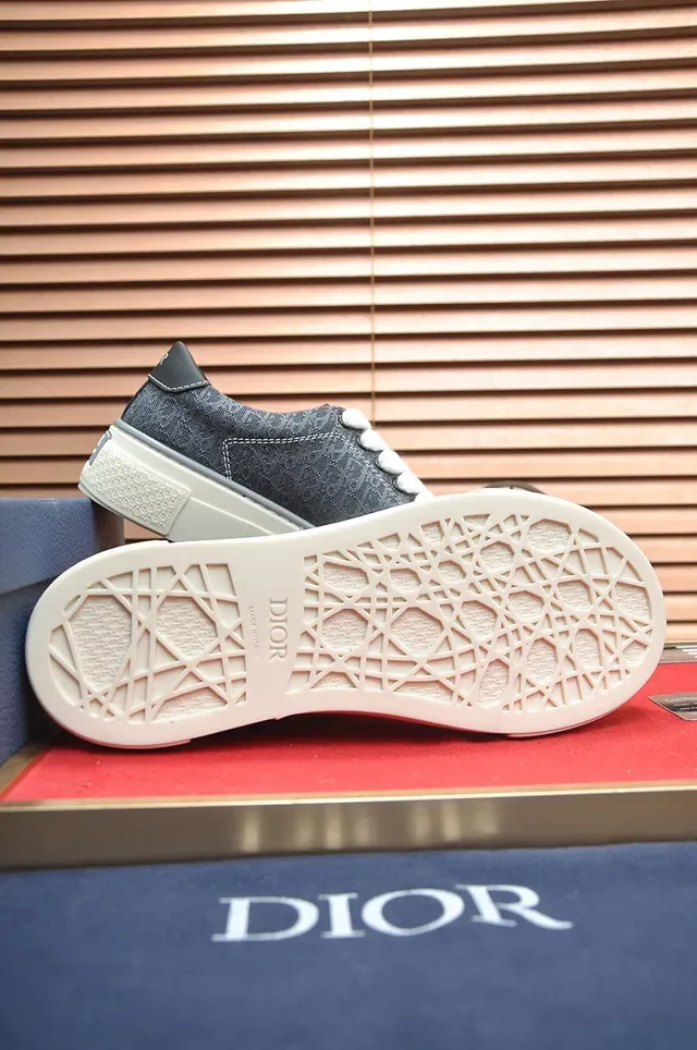Gray White Denim-Textured Upper Embroidered Monogram Logo Sneakers 7