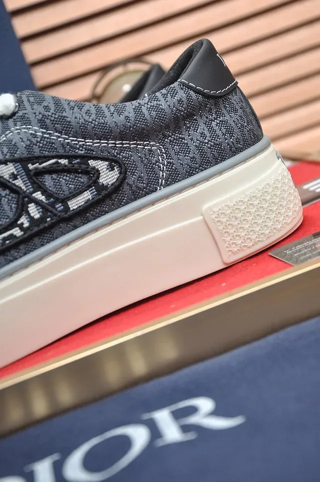 Gray White Denim-Textured Upper Embroidered Monogram Logo Sneakers 9