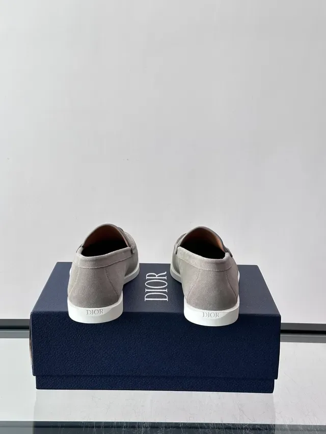 Gray White Suede Upper Moccasin Stitching Loafer 3