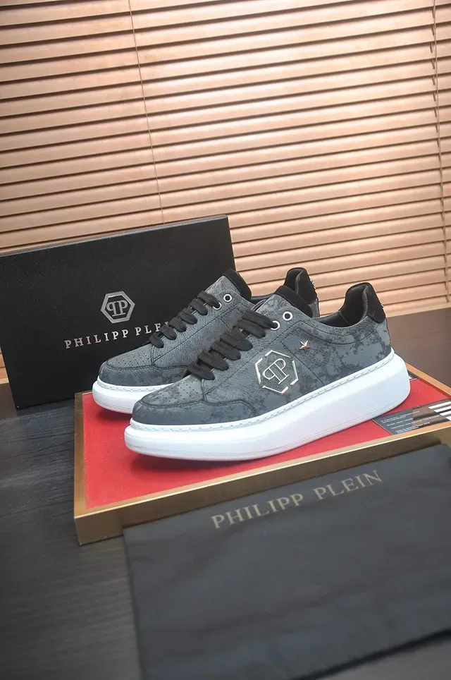 Gray White Textured Upper Platform Sole Sneakers 4