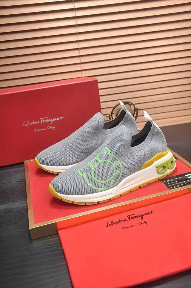 Gray Yellow Slip-On Sock-Fit Knit Upper Sculpted Multi-Layered Midsole Sneakers 4