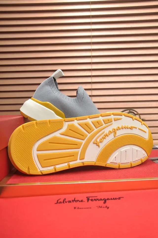 Gray Yellow Slip-On Sock-Fit Knit Upper Sculpted Multi-Layered Midsole Sneakers 7