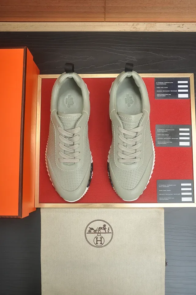 Green White Perforated Upper Sculpted Ribbed Midsole Sneakers 2