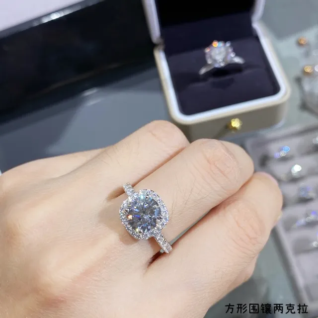 Halo Cushion-Cut Center Stone Pavé Band Ring 9