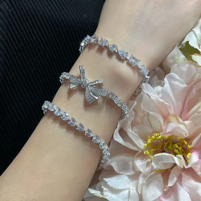 Heart-Shaped Crystal Double-Row Silver-Tone Bracelet 9