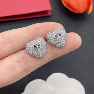 Heart-Shaped Pavé-Crystal Monogram Stud Earrings