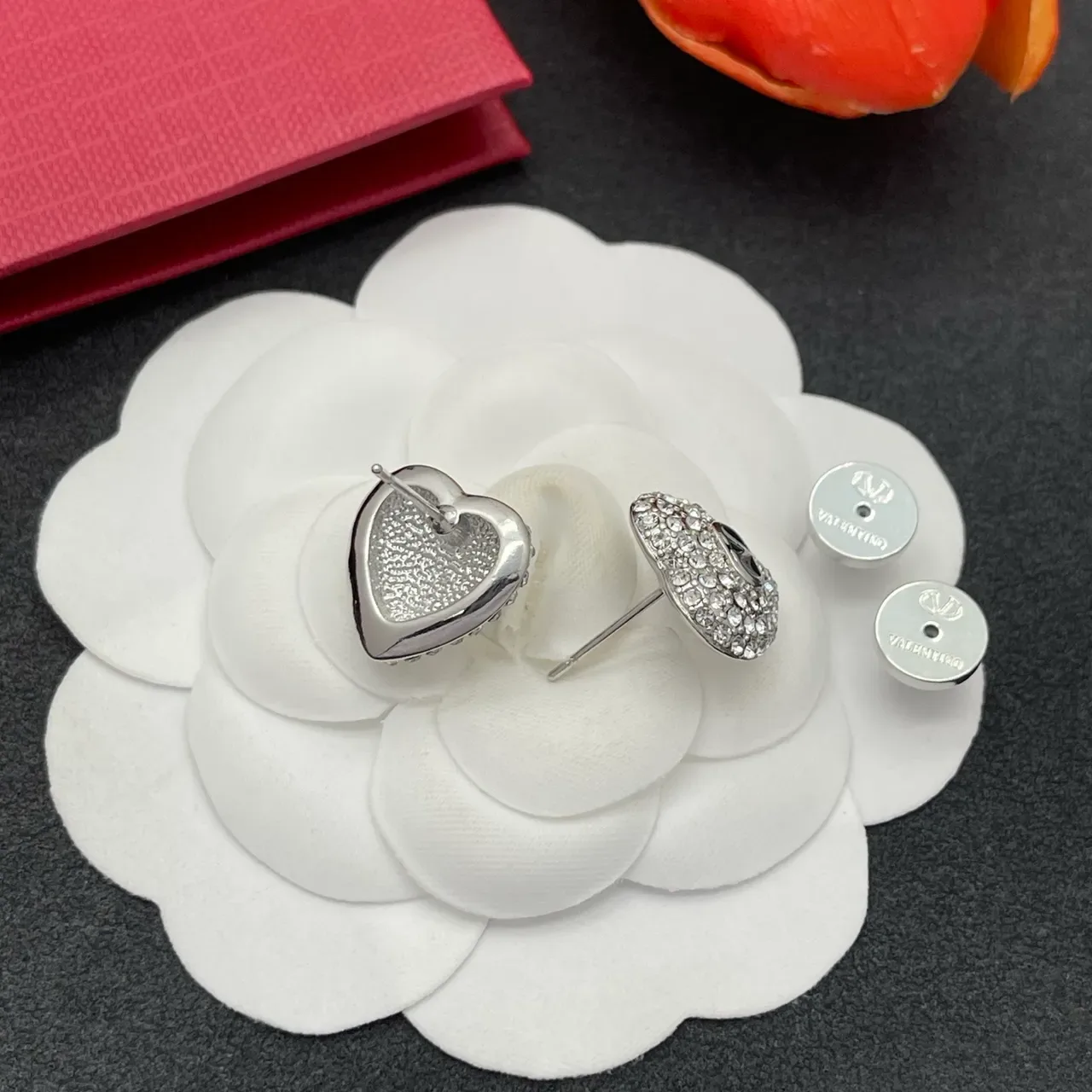 Heart-Shaped Pavé-Crystal Monogram Stud Earrings 4