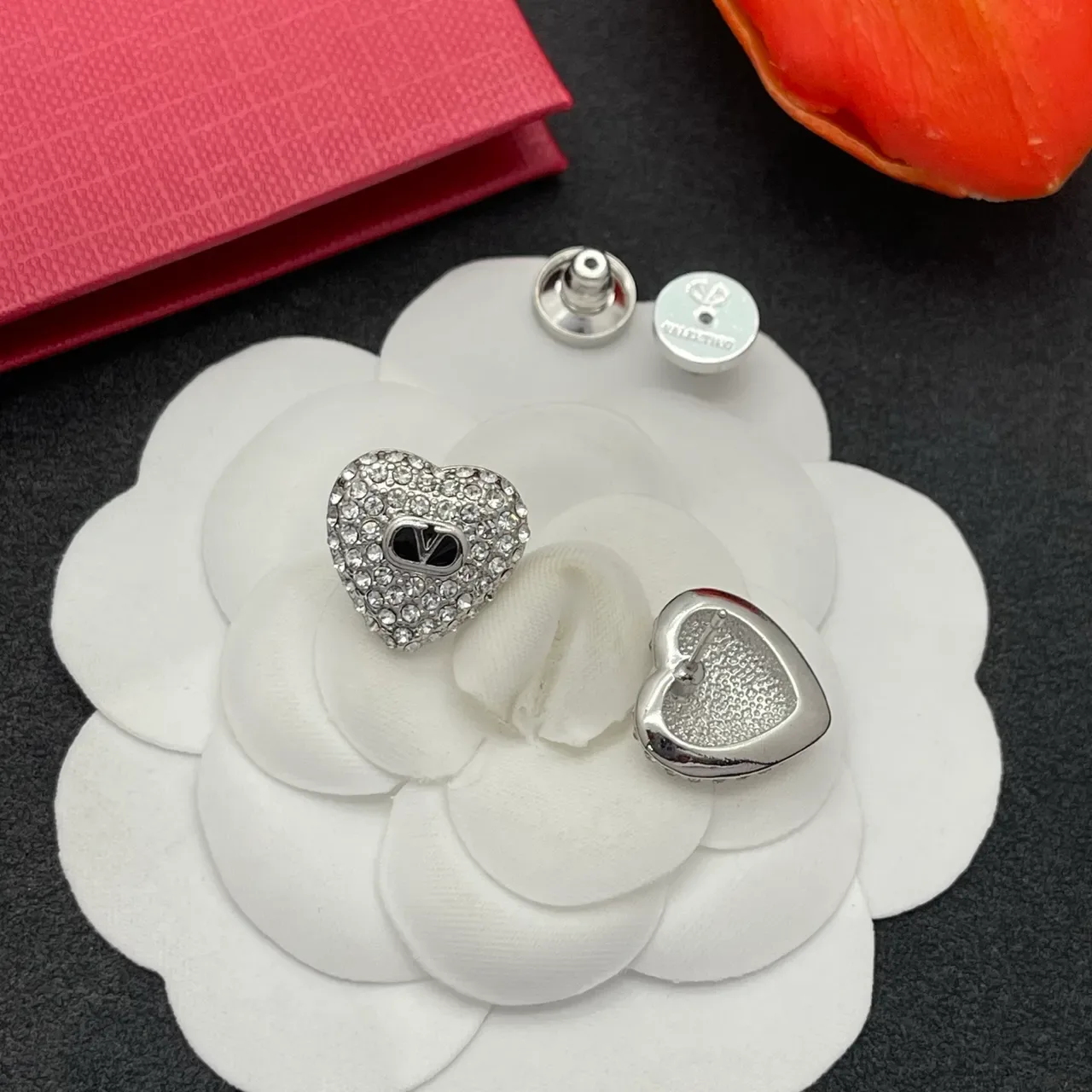 Heart-Shaped Pavé-Crystal Monogram Stud Earrings 5