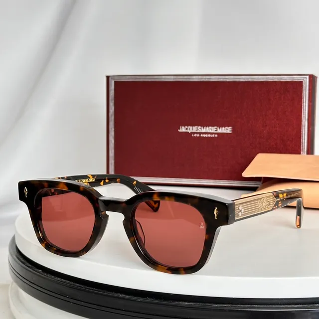Jacques Marie Mage Rectangular Tortoiseshell Amber Mirrored Sunglasses 9