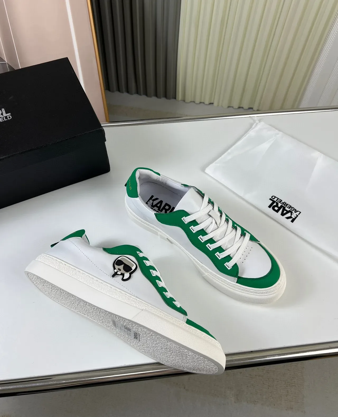 Karl Lagerfeld Karl Logo White and Green Lifestyle Sneakers 5