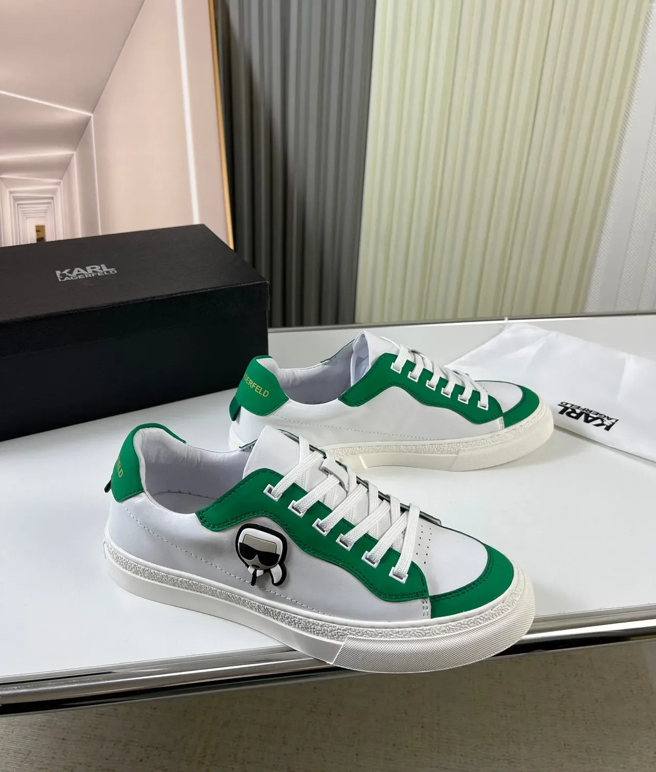 Karl Lagerfeld Karl Logo White and Green Lifestyle Sneakers 8